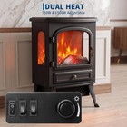 Electric Fireplace Heater 750w 1500w Led Flame 120v Space Heater With Thermostat