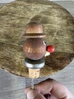 Vintage Hand Carved Wooden Mechanical Bottle Stopper W  Cork From Germany 1960s
