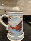 German Red Baron Plane Beer Stein With Hot Air Balloon  Ceramic Beer Stein