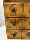 Vintage Wooden Sewing Box With 6 Drawers For Thread Pins Buttons  Hang Or Stand