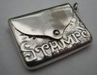 English Hallmarked Sterling Silver Envelope Stamp Case Box Holder Embossed Stamp