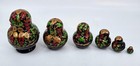 Set 6 Matryoshka Russian Nesting Dolls Flowers Leaves 3d Berries Signed Poccua
