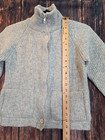 100  Shetland Wool Sweater Full Zip Pockets High Neck Light Grey Youth Size 5-6