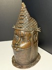 15  Mid-20th Century Benin Bronze Head Of An Oba     Nigerian Tribal Art