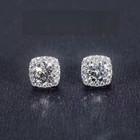 Square Halo Moissanite Stud Earrings 2 32 Ctw 925 Sterling Silver Women Men
