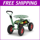     garden Seat Chair With Wheels Rolling Gardening Stool W  360   Swivel Seat Bask