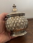Antique  North African  Pure Silver  Ornate Lidded Sugar Bowl  Signed