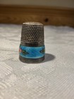 Atg Silver 835s Blue Enamel Cabbage Roses Thimble Germany Soergel Stollmeyer