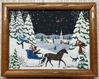 Original Cate Mandigo Winter Horse Sleigh Ride Children Folk Art Oil Painting