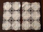 Nos Vintage Set Of 2 Embroidered Linen And Tatted Lace Doilies 12x8  Square Ecru