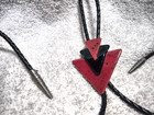 Triple Red Black Stone Arrows Bolo Tie Black Ties Great Vintage Condition