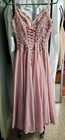 Bstybng  Size 0 Dusty Rose  Blush Pink Sequined   Beaded Chenille Evening Gown