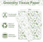 100 Sheets Greenery Tissue Paper Watercolor Green Leaves Art Tissue Spring Wrapp