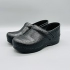 Dansko Shoes Womens 6 5 Black Leather Professional Clogs Embossed Comfort Work