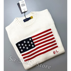 Polo Ralph Lauren Usa Flag White Cotton Knit Sweater Women s Small Nwt