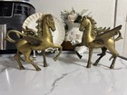 Two Solid Brass Vintage Pegasus Winged Horses Mythical Fantasy Figurines