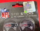 New England Patriots Nfl Stir Sticks 8 Pc Drink Stirrers   Nip