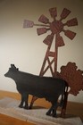 Windmill   Cow Figurine Table Decor Rustic Country Primitive Farm House Home New