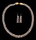 Hawaiian 100  Niihau Shell 20 Inch Heliconia Style Lei W matching Earrings