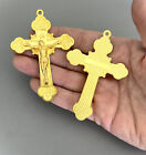 Large 3  Gold Plate Apostles Crucifix Cross Heavy Pendant Rosary Part