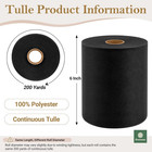 Black Tulle Fabric Roll 6 Inch X 200 Yards Tulle Ribbon   