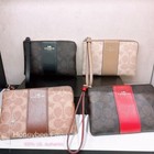 Nwt Coach Corner Zip Wristlet In Signature Canvas With Stripe Cw854