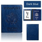 Rfid Blocking Leather Passport Holder Wallet Case For Travel - Navy Blue