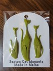 Sexton Cat Magnets - Green W  Silver Collar - Atomic Mcm Retro