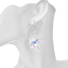 Kirks Folly  Crystal Star Leverback Earrings   Sterling Silvertone
