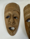 Pair African Tribal Wood Masks Hand Carved Wall Art Decor 7in Set Of 2
