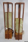 2 Vintage Mcm Mid Century Modern Prarie School Wood Table Lamps
