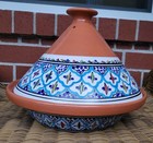 Kamsah Tagine Pot Handmade Cooking Vessel Bohemian Supreme Turquise Large 12 
