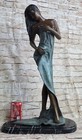 Elegant Semi Naked Female Bronze Statue Hot Cast Signed Erotic Artwork Figurine