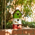Rustic Three-tier Wooden Birdhouse 13 75 Inch Tall Hanging Garden Decor
