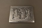 Antique Persian Islamic 84 Solid Silver Cigarette Case Repousse Court Scene