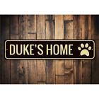 Pet s Home Sign  Personalized Pet Name Paw Print Sign  Custom Metal Wall Decor