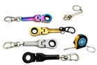  4 Pack  10mm Ratchet Wrench Keychain Key Ring   Free Bonus Keychains