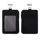 Id Card Badge Holder With Pu Leather Zip Slim Money Wallet Case 20  Neck Lanyard