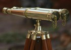 Nautical Brass 18  Binocular Leather Antique Telescope With Floor Tripod Stand