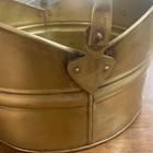 Antique Vintage England Brass Coal   Wood Scuttle Bucket With Handle Nice Patina