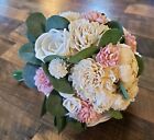 Dusty Rose White Bridal Bouquet Blush Pink Artificial Sola Wood Wedding Flowers