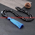 Black Stripe Agate Gems Tibet Buddhist 108 Prayer Beads Mala Necklace Meditation
