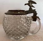 Antique 1891 German Beer Stein T  bingen Pewter And Copper Inlay Top Studentika