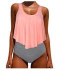 Omkagi Women s Ruffle Bikini Swimsuit High Waisted Bottom Swimwear Tankini