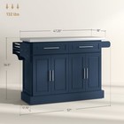 Rolling Kitchen Island With Cabinets And Drawers  Navy Blue