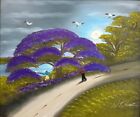 Al Black   jacaranda   Florida Highwaymen Masonite Oil Painting  20 x24 