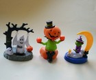 Halloween Solar-powered Dancing Bobble Head Toys Lot Of 3 Ghost Witch Pumpkinman
