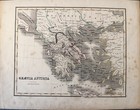 1850 Graecia Antiqua Original Map  Engraving With Hand Coloring