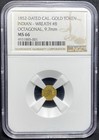 Ngc Ms66  1852 California Gold Rush Indian 49ers Token  Wreath  8 Octagonal Coin