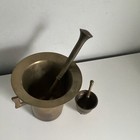 Vintage Brass Morter Pestle Lot Gold Metal India 3  1  Mini Small Set Apothecary